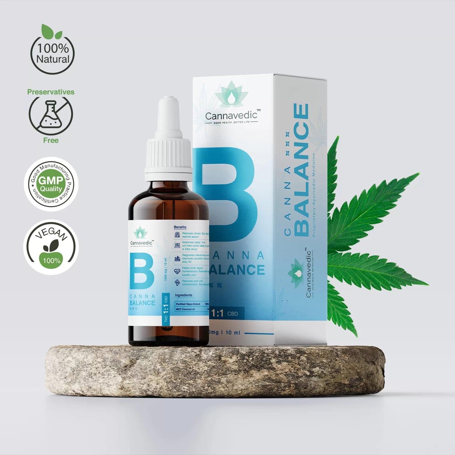 Cannavedic - CannnaBalanceTHC+CBD Oil (1:1|THC:CBD)1000mg,10ml.