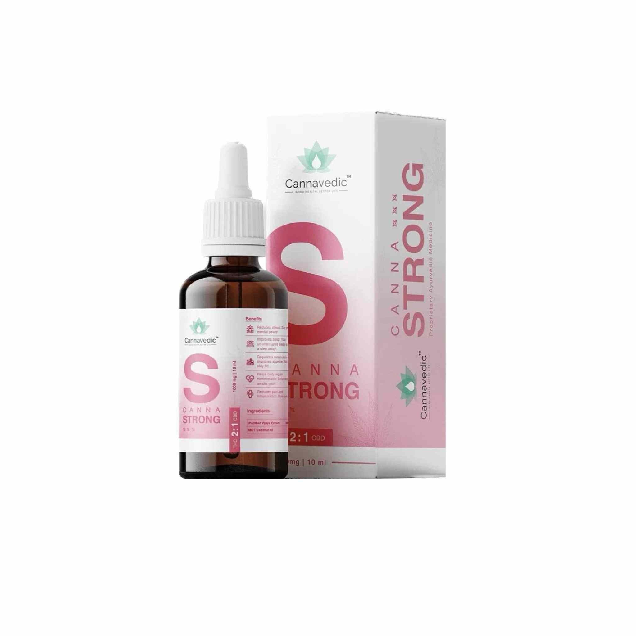 Cannavedic - CannnaStrongTHC+CBD Oil (2:1|THC:CBD) 1000mg,10mlCBD + THC Oil