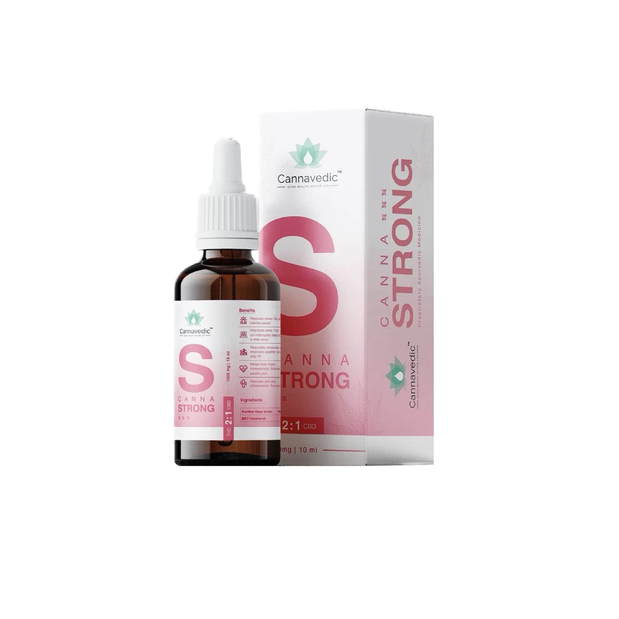 Cannavedic - CannnaStrongTHC+CBD Oil (2:1|THC:CBD) 1000mg,10mlCBD + THC Oil