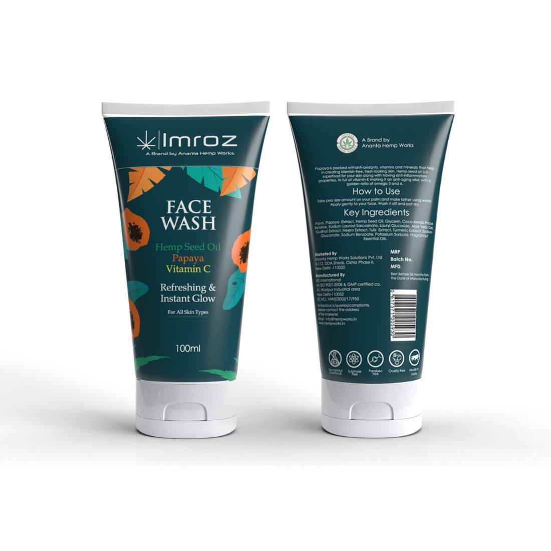 Imroz - Face Wash With Hemp Seed Oil & Papaya - 100 ml.