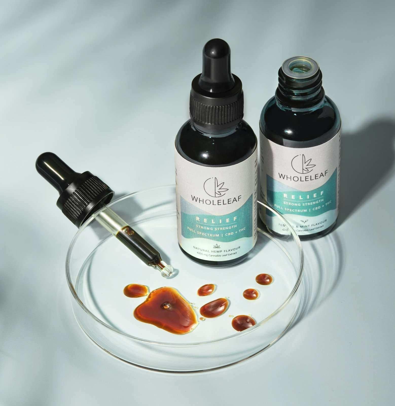 Wholeleaf- Relief Strong Strength Cannabis Oil (THC Dominant)  Fennel and Mint Flavour.