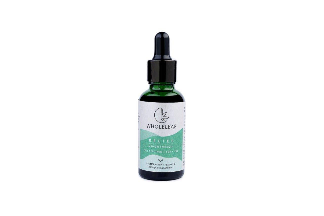 Wholeleaf Relief Medium Strength Cannabis Oil (THC Dominant) Fennel and Mint Flavour.