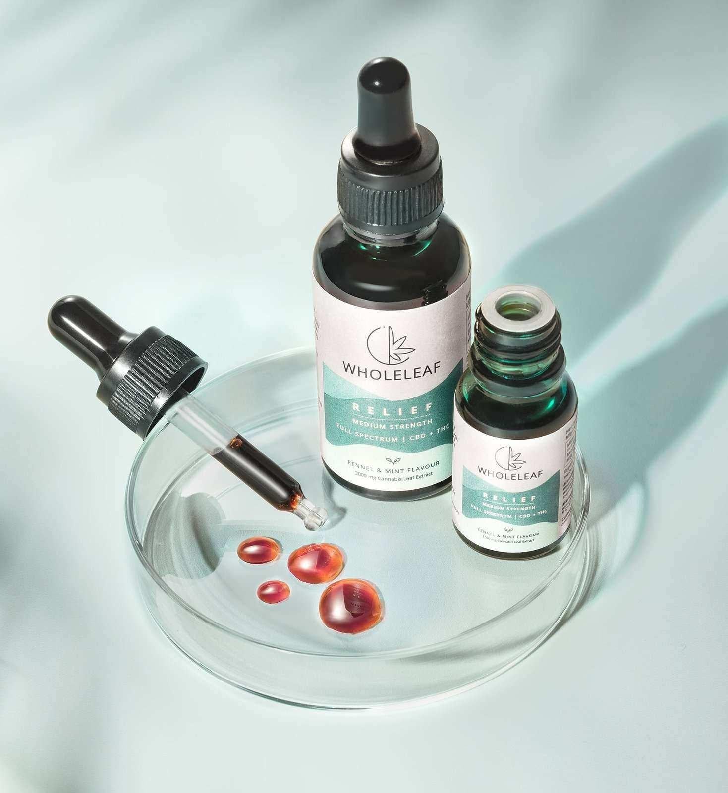 Wholeleaf Relief Medium Strength Cannabis Oil (THC Dominant) Fennel and Mint Flavour.