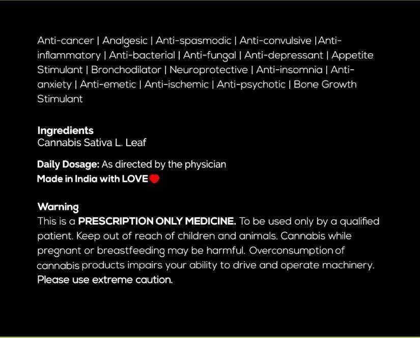 Ingredient profile of Holi Herb Vijaya extract (CBD + THC Oils) -cannabis sativa L leaf-anti-depressant-anti-anxiety