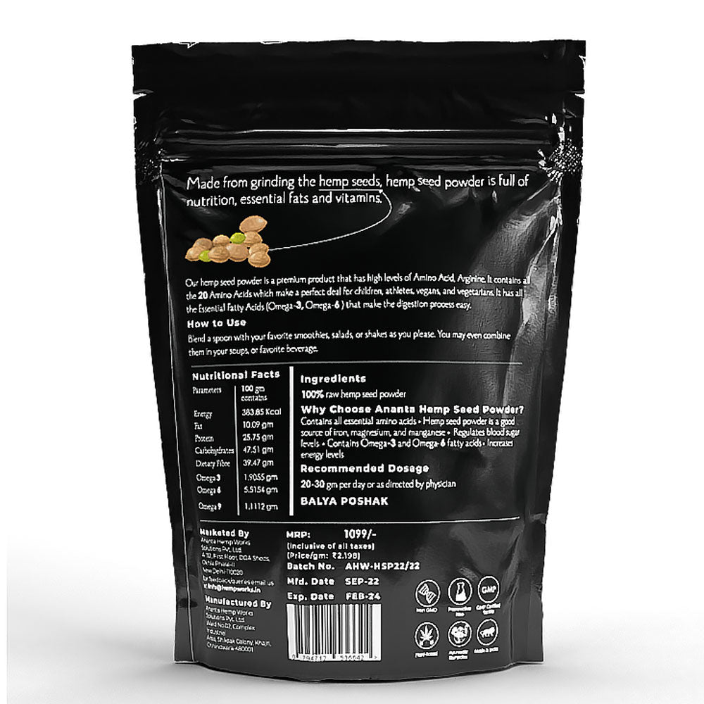 Ananta Hemp Seed Powder (150 GM - 500 GM) - CBD Store India