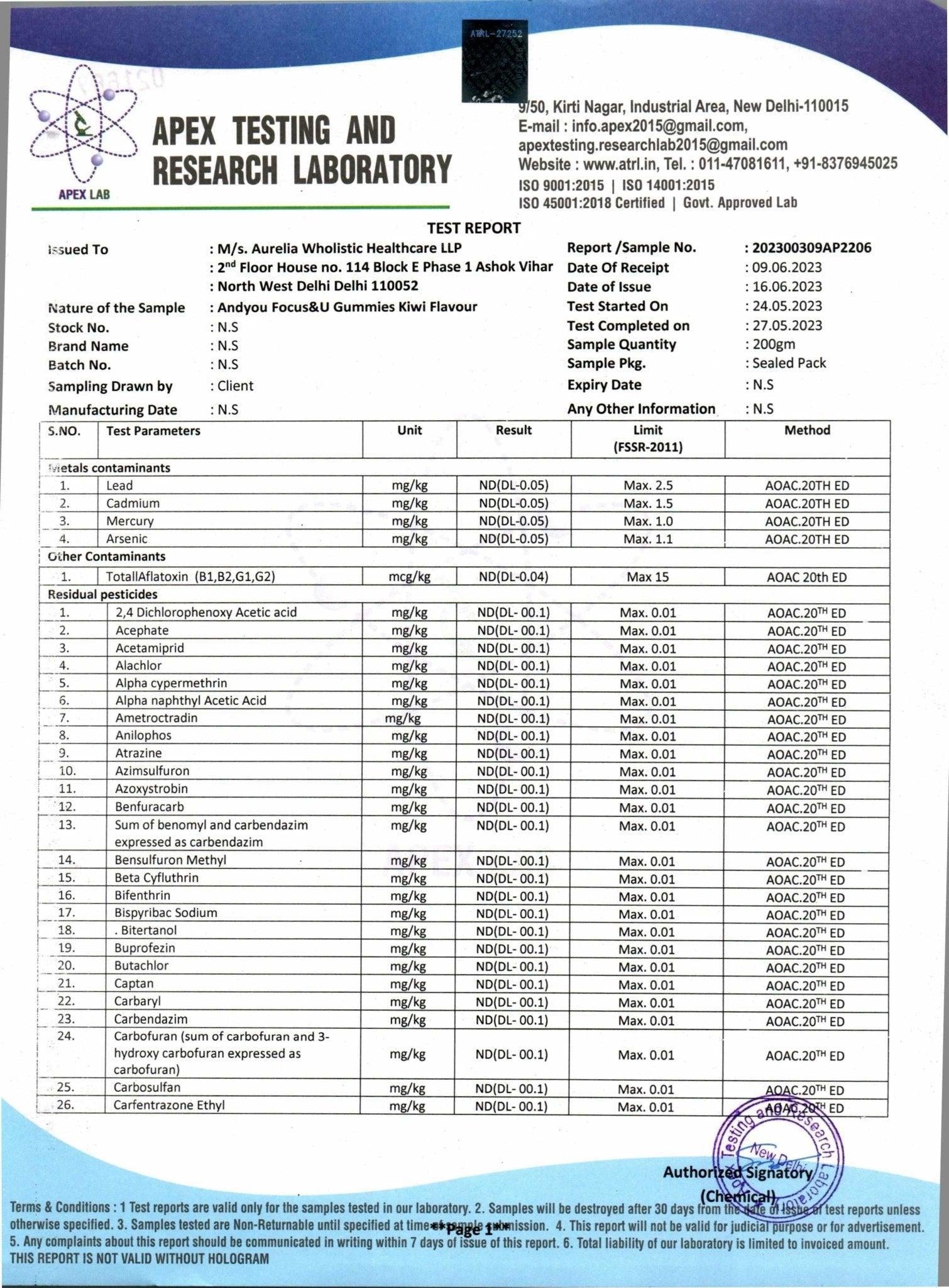 Andyou - Focus&U Gummies (200mg CBD + Terpenes for Focus).