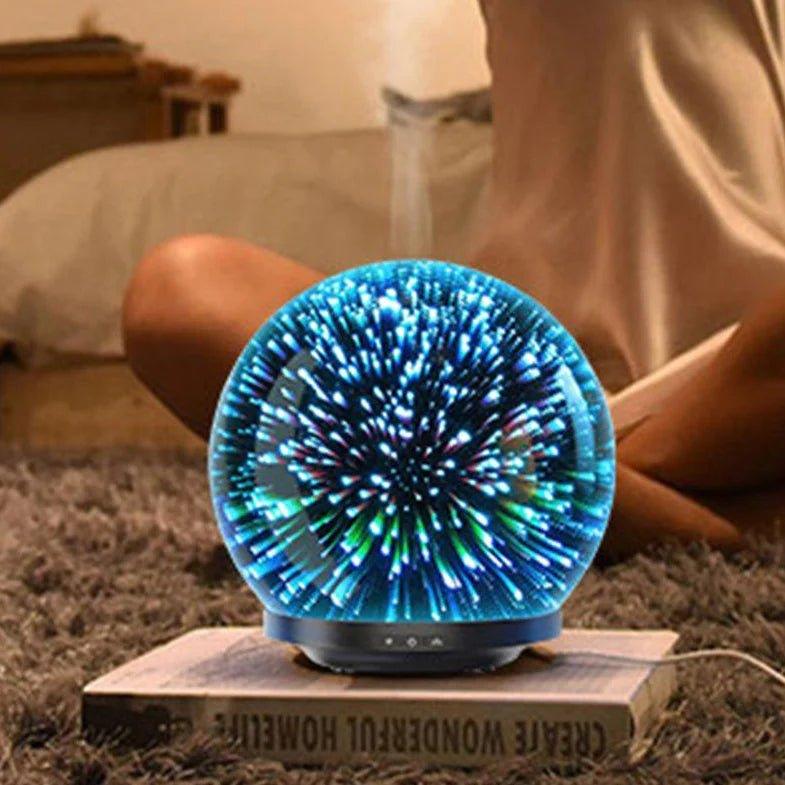 Blue Tree Aroma - 3D Glass Mistifier (Free Lavender Kashmir Essential Oil 10 ml)3D Glass Diffuser3D Glass Aroma Diffuser - Free Lavender Oil| Oil Humidifier, Colorful Ambience