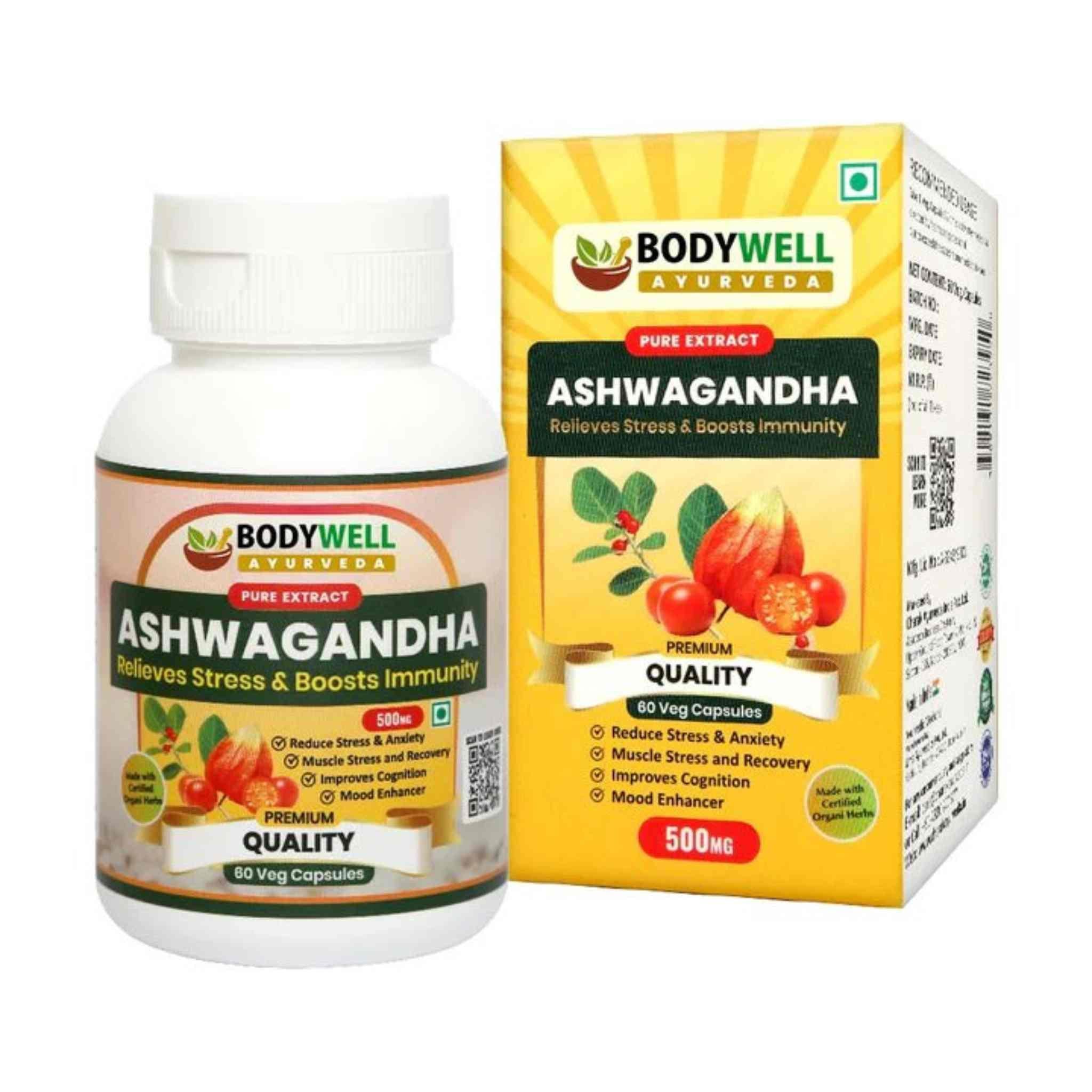 Bodywell Ayurveda - Ashwagandha Pure Extract Capsule | Immunity, Energy, Strength, Stamina | For Men & Women | 500 mg.