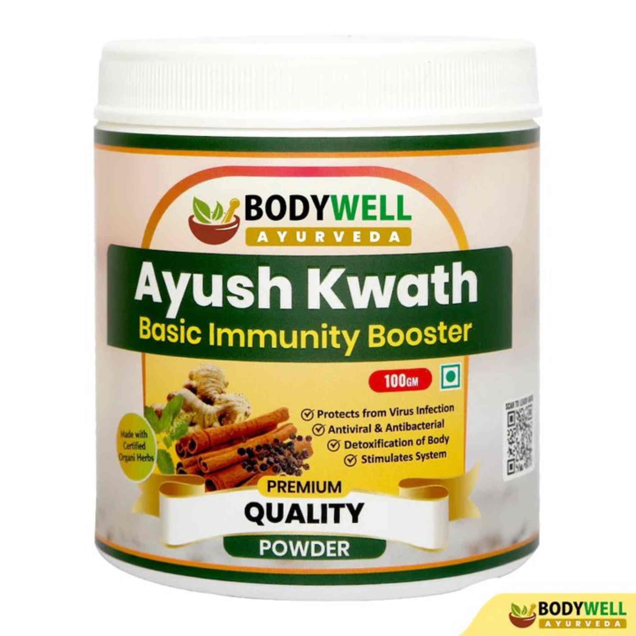 Bodywell Ayurveda - Ayush Kwath Kadha Powder Churna | Ayurvedic Kadha for Immunity, Cold & Cough - CBD Store India