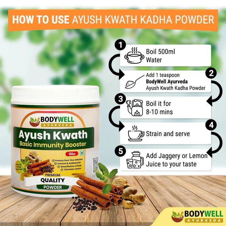 Bodywell Ayurveda - Ayush Kwath Kadha Powder Churna | Ayurvedic Kadha for Immunity, Cold & Cough.