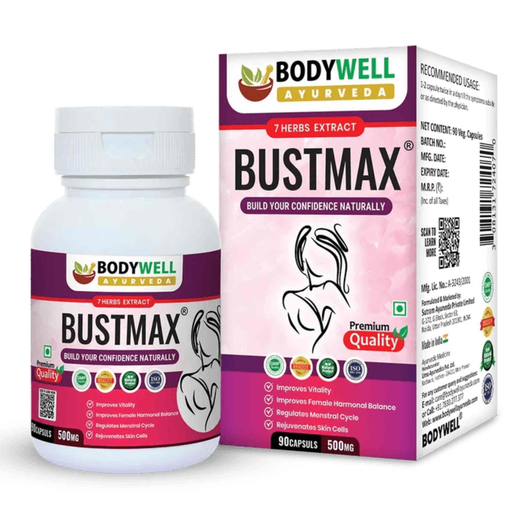 Bodywell Ayurveda - BustMax, An Ayurvedic Formulation For Women, 7 Ayurvedic Herbs Extract, 500mg.