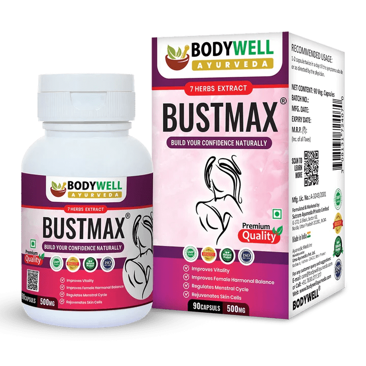 Bodywell Ayurveda - BustMax, An Ayurvedic Formulation For Women, 7 Ayurvedic Herbs Extract, 100% Natural, Ayurvedic & Safe | 500mg - CBD Store India