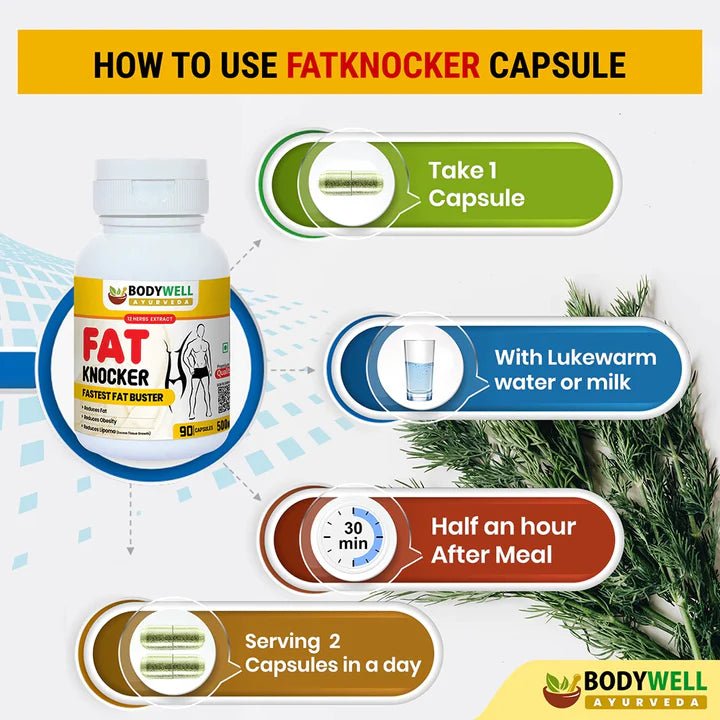 Bodywell Ayurveda - FatKnocker | Ayurvedic Weight Loss Capsule for Male and Female | 500mg - CBD Store India