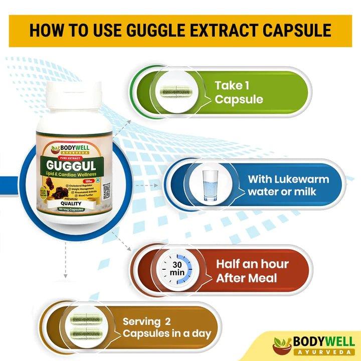 Bodywell Ayurveda - Guggul Pure Extract Capsule | Natural Antioxidant | Improves Joints Health, Digestion & Metabolism | Supports Detoxification | 500mg.