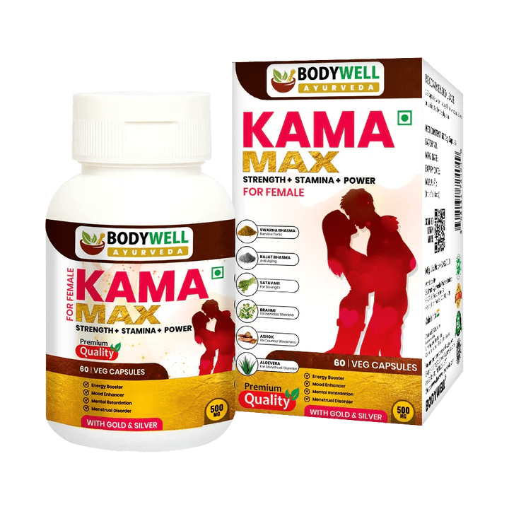 Bodywell Ayurveda - KamaMAX Female with Gold | Prepared From 8 Pure Herbs For Strength, Stamina & Energy | 500 mg - CBD Store India