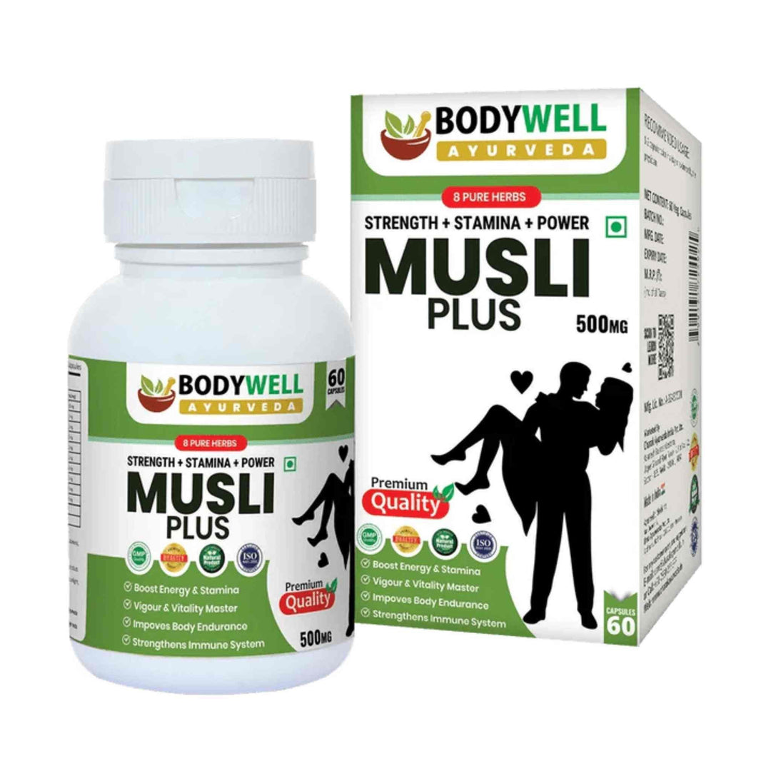 Bodywell Ayurveda - Musli Plus | Wellness Product for Man & Woman | Immunity, Energy & Stamina Booster | 500mgImmunity booster capsuleBodywell Ayurveda - Musli Plus | Wellness Product for Man & Woman 