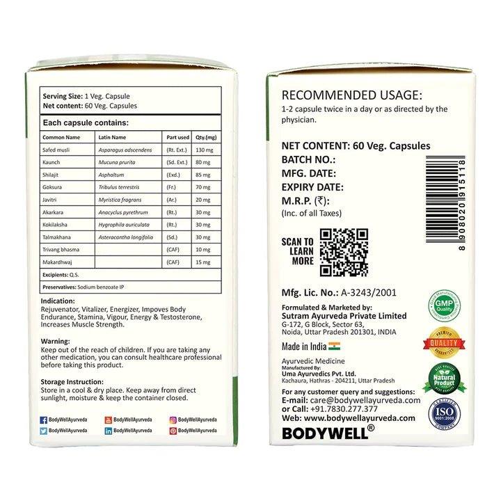 Bodywell Ayurveda - Musli Plus | Wellness Product for Man & Woman | Immunity, Energy & Stamina Booster | 500mgImmunity booster capsuleBodywell Ayurveda - Musli Plus | Wellness Product for Man & Woman 