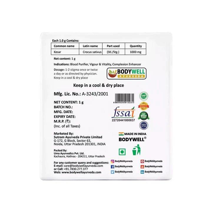 Bodywell Ayurveda - Natural, Pure, Hand-picked Original Kashmiri Saffron, Mongra Threads.