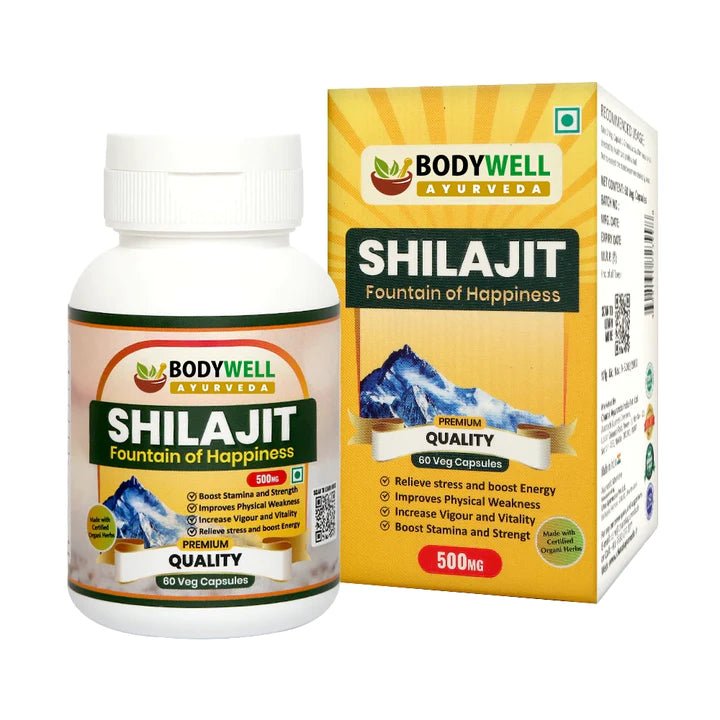 Bodywell Ayurveda - Pure Himalayan Shilajit Capsule | Immunity, Strength, Stamina, Vitality | 500mg - CBD Store India