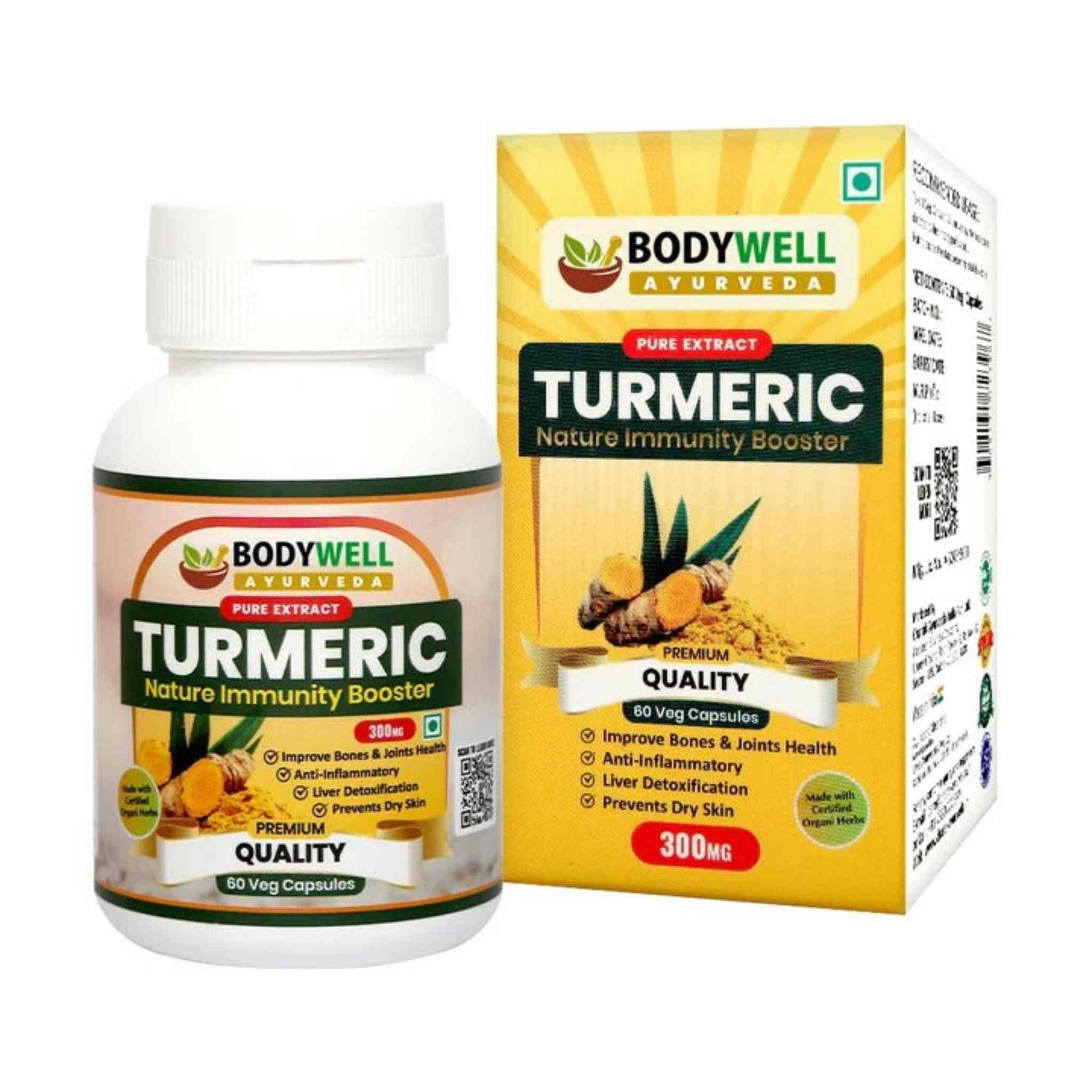 Bodywell Ayurveda - Turmeric Pure Extract Capsule | Anti-Inflammatory & Anti-Oxidant | Boosts Immunity |  300mg.