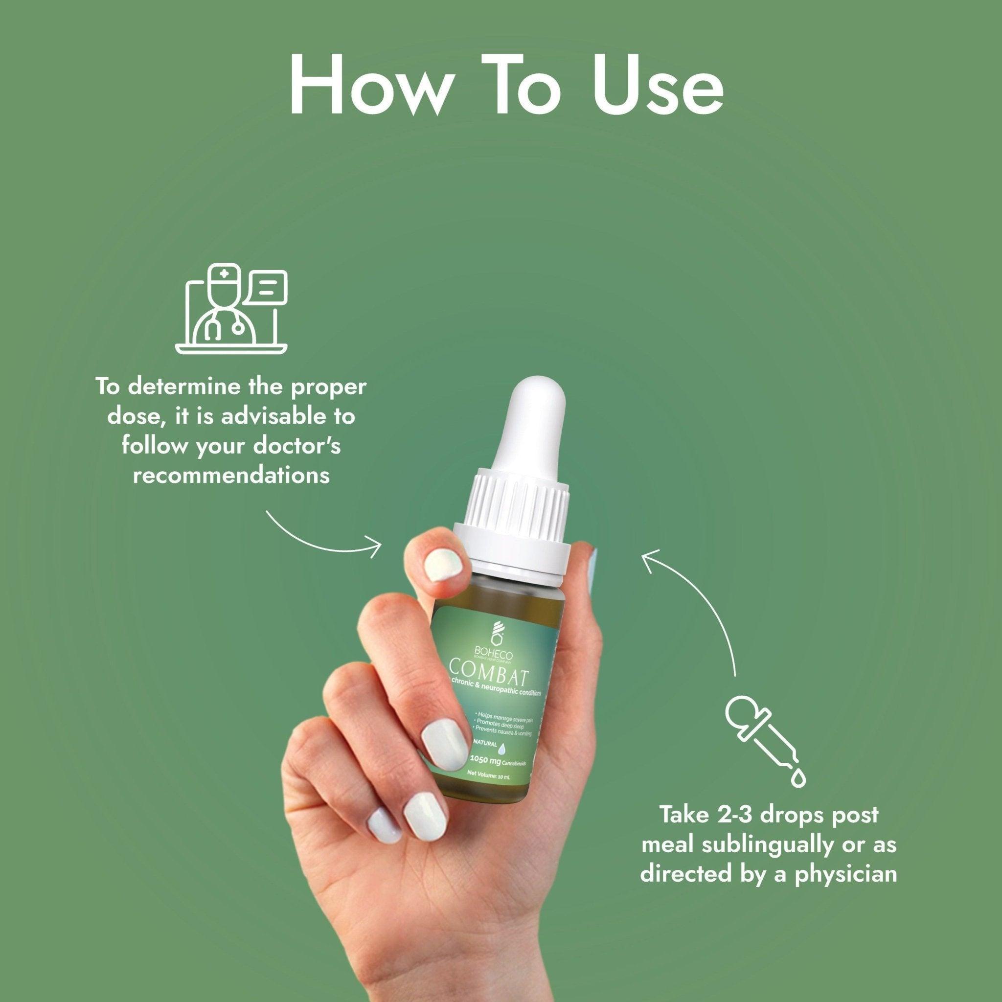 Boheco Combat (THC 60mg/ml : CBD 30mg/ml) - For Severe Chronic and Neuropathic Pain.