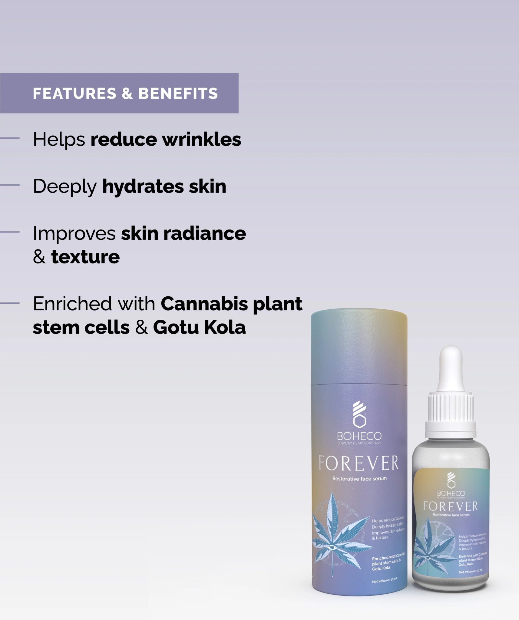 Boheco Forever - Restorative Face Serum Cannabis Stem Cells - CBD Store India