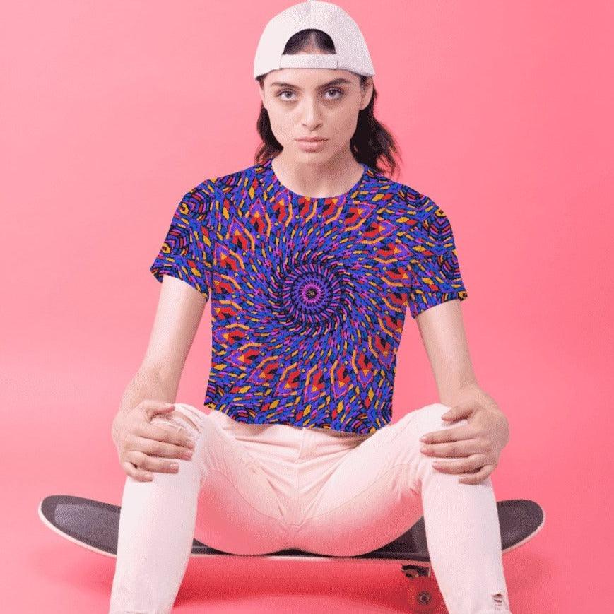Burning Psychedelia Women's Crop TopCrop TopBurning Psychedelia Crop Top - Psychedelic Women's Fashion