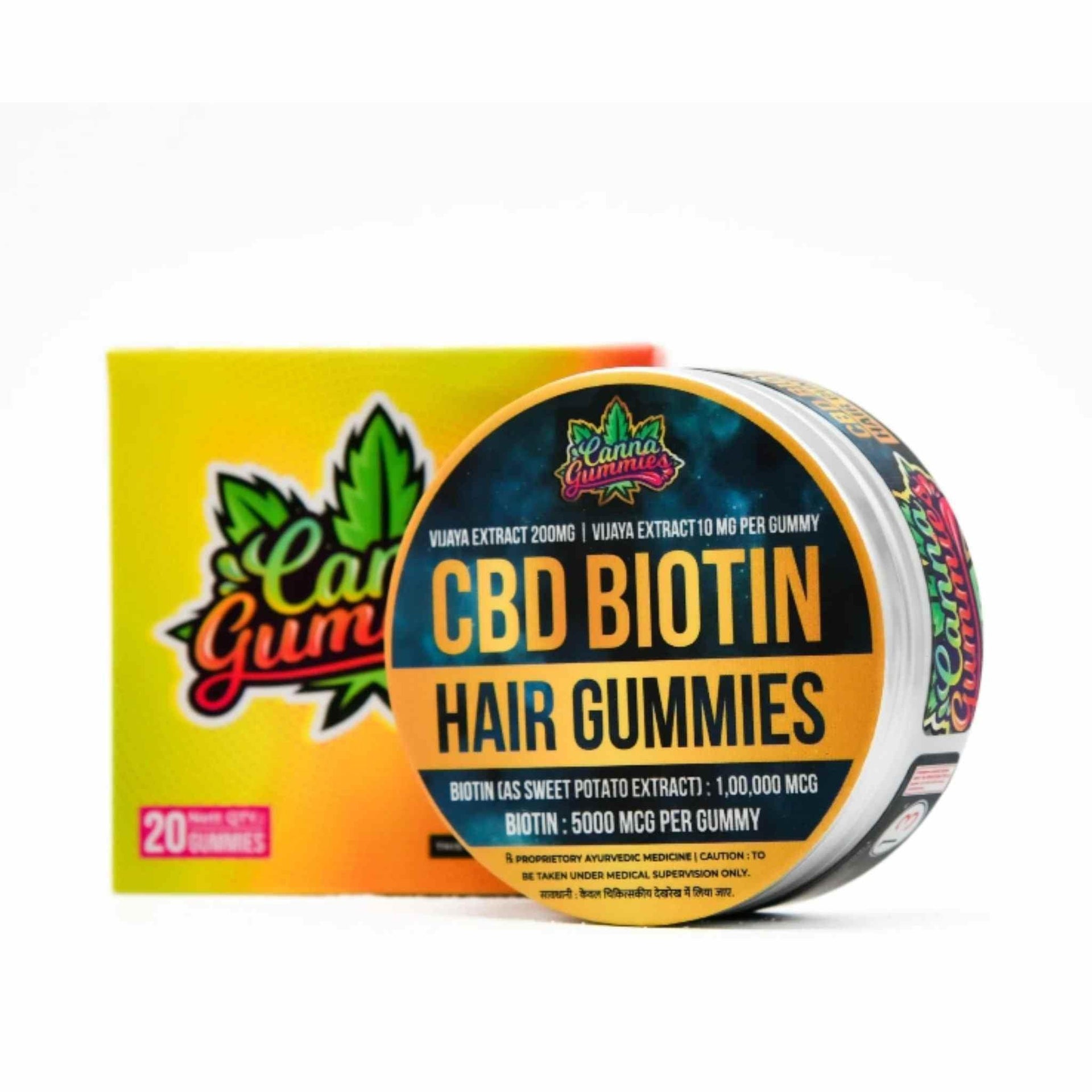 Canna Gummies - CBD + Biotin Hair Gummies 20 Pcs - CBD Store India