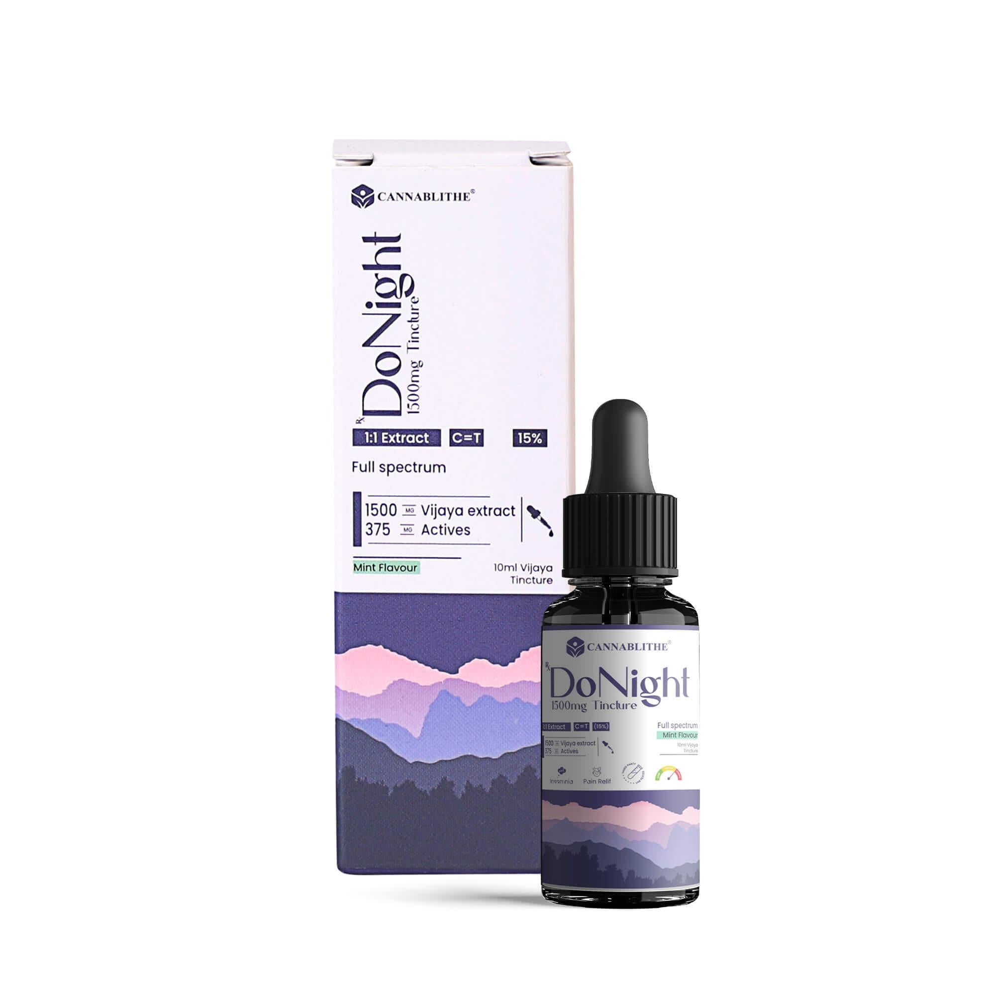CannaBlithe DoNight 1500mg Tincture 1:1 CBD:THC (10ml ).