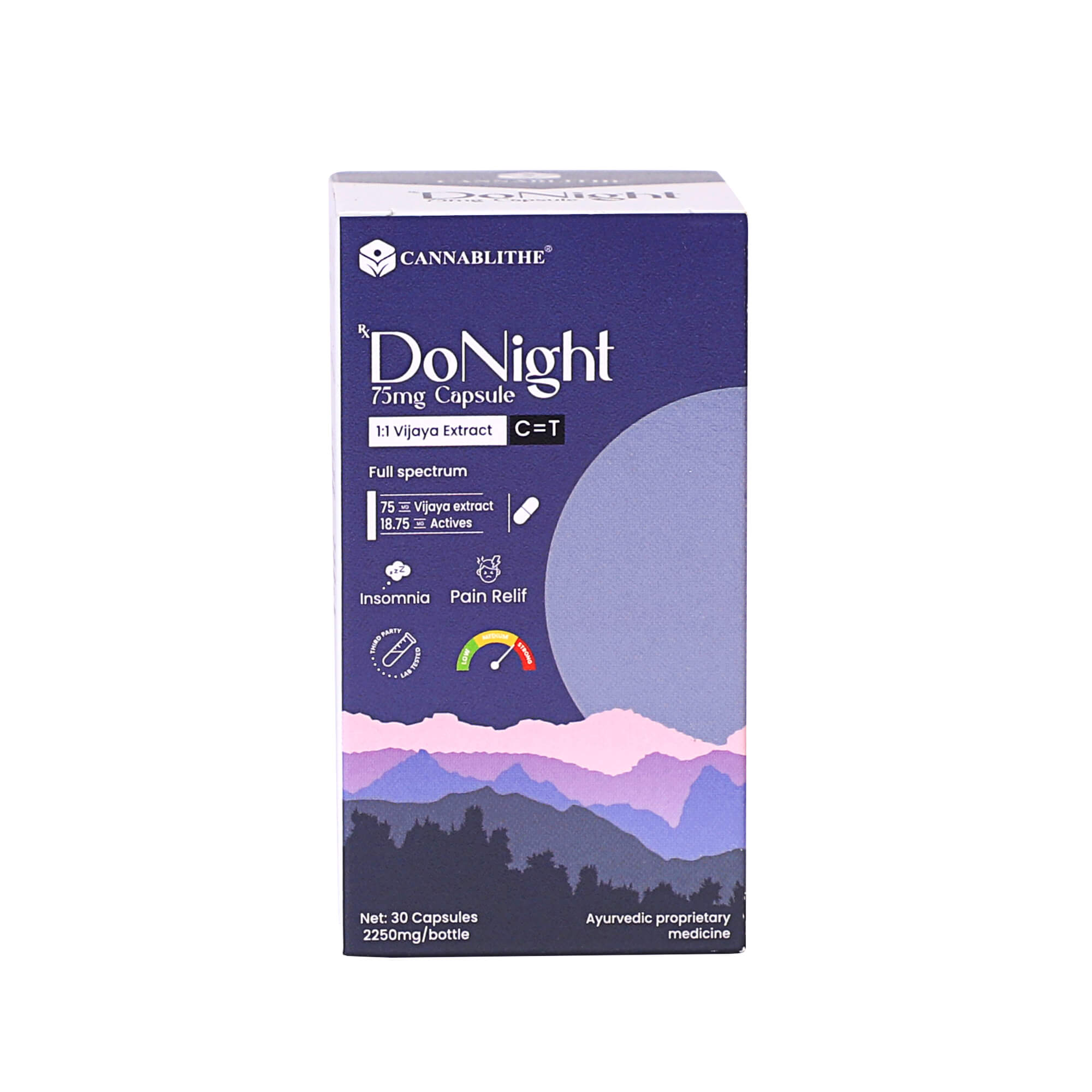 CannaBlithe DoNight 75mg 1:1 CBD:THC (30 caps) - CBD Store India