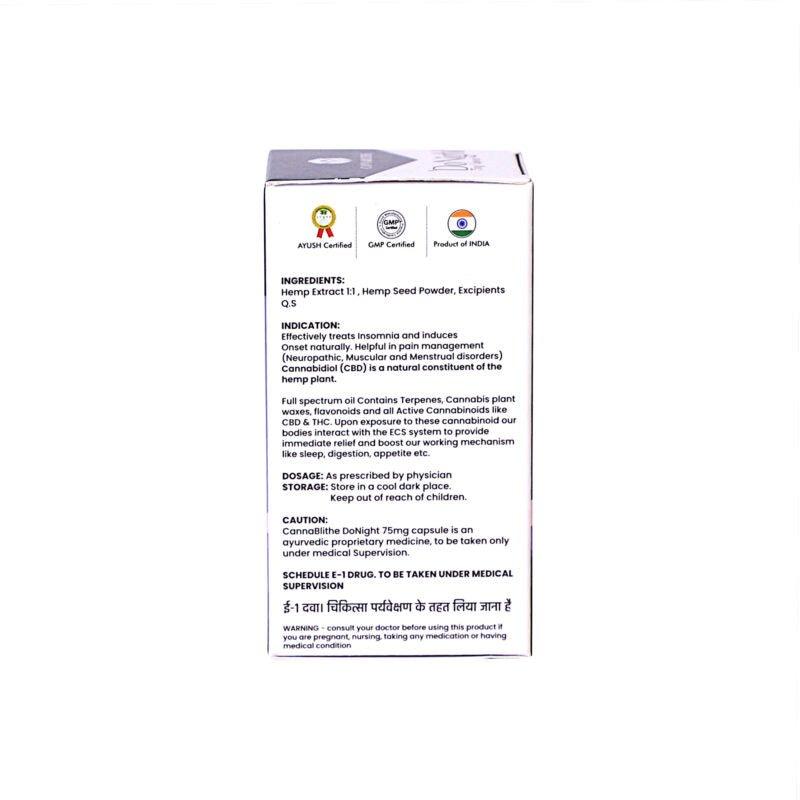 CannaBlithe DoNight 75mg 1:1 CBD:THC (30 caps)Cannabis capsule