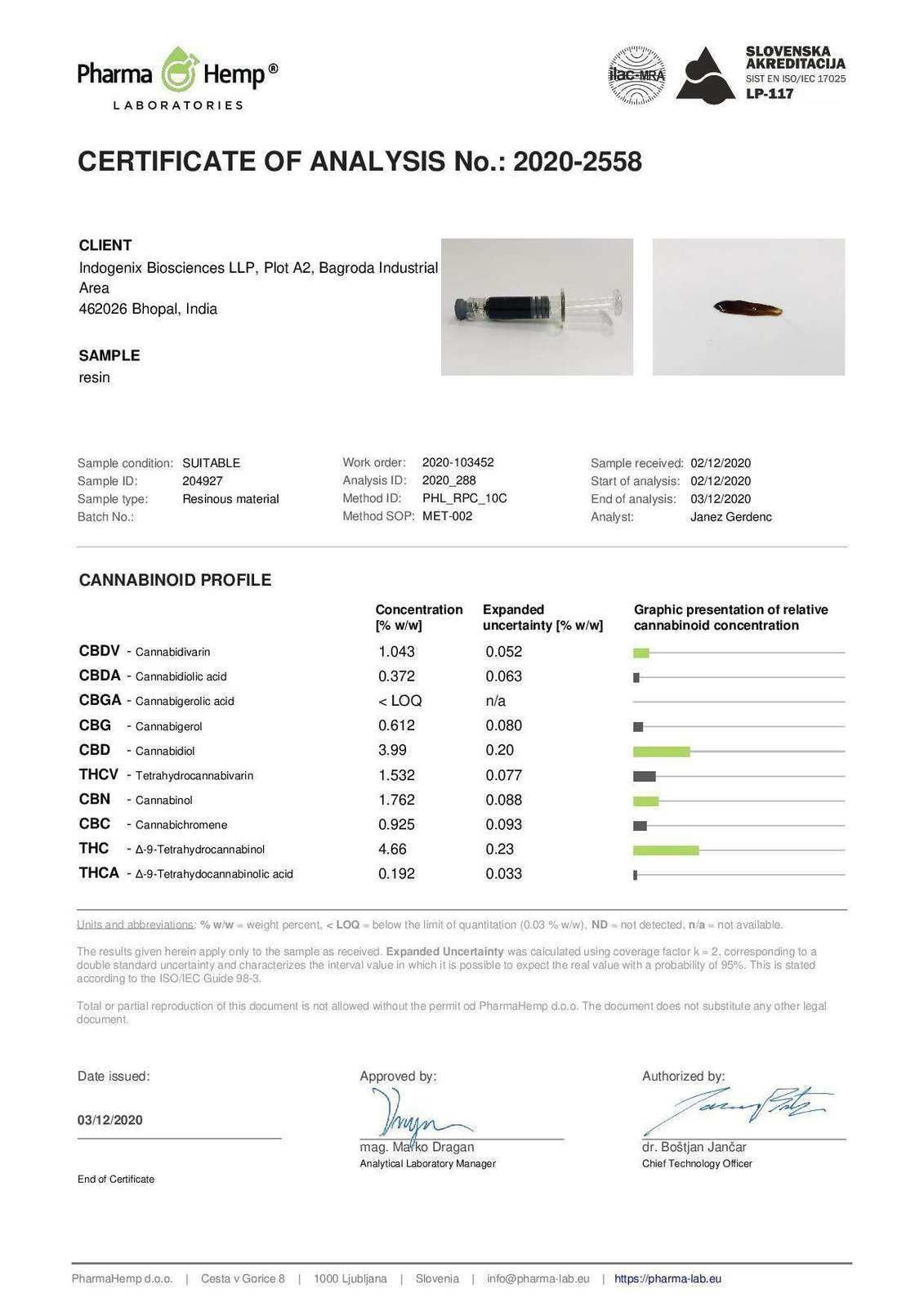 Cannabryl - Medical Cannabis high THC Pure Dewaxed Extract.