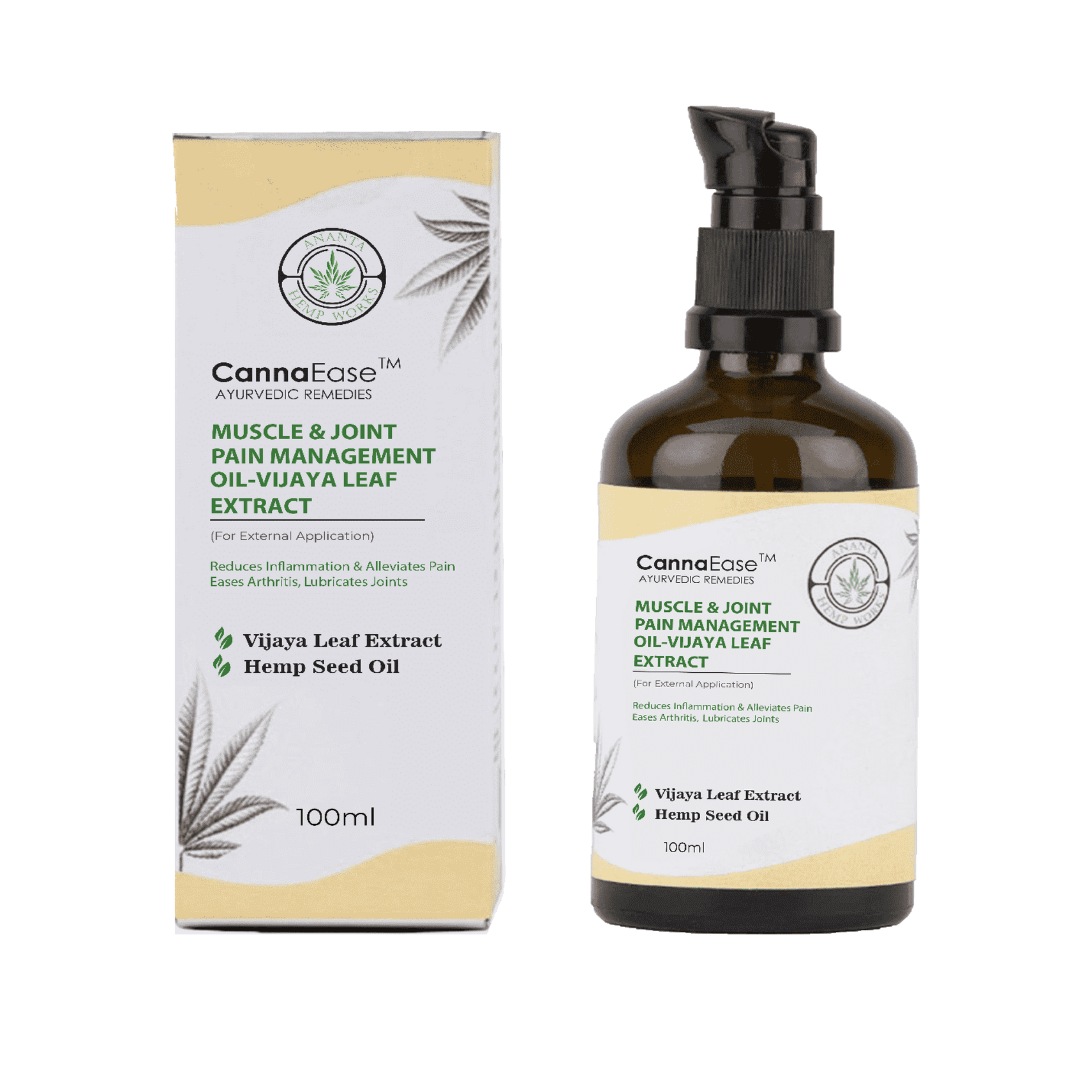 CannaEase Muscle & Joint Pain Management Oil- Vijaya Leaf Extract (100 ML) - CBD Store India