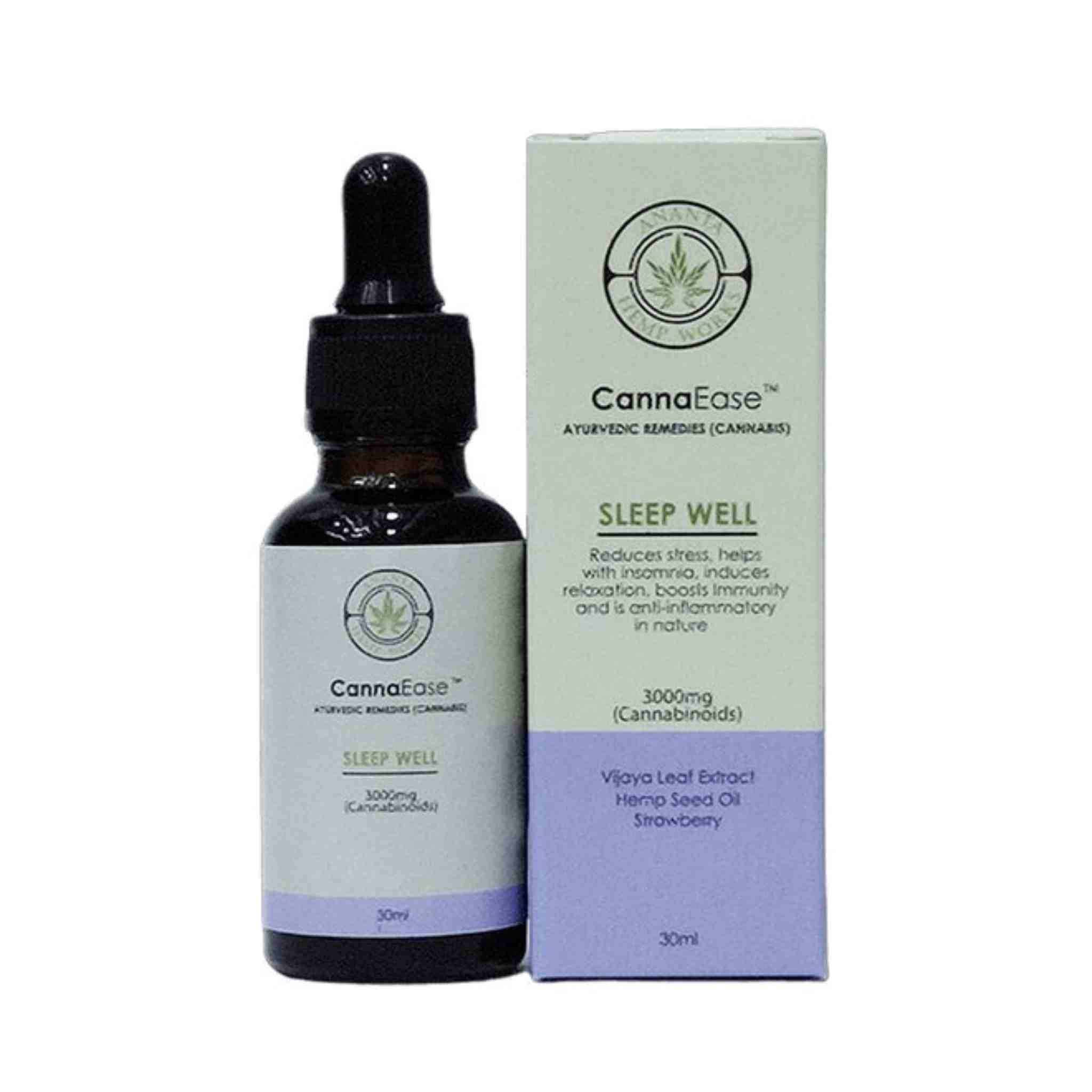 CannaEase Sleep Well Cannabis Tincture 1000MG-3000MG (Strawberry) - CBD Store India