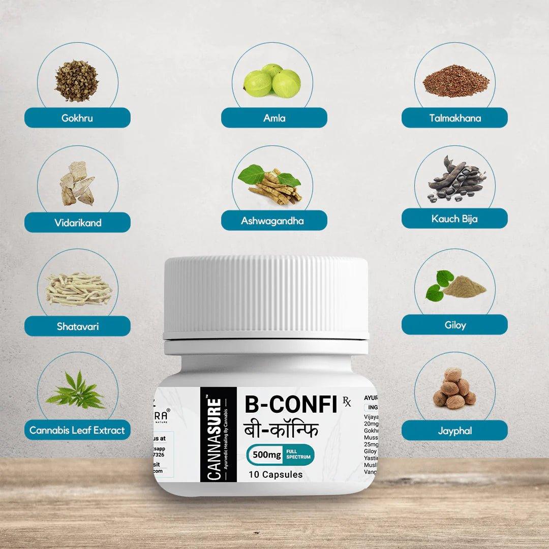 Cannasure | B-Confi Cannabis Extract Capsule | 500MG Full Spectrum Vijaya Leaf Extract CapsuleCannabis capsuleB-Confi Cannabis Extract Capsule - 500MG Vijaya | Benefits