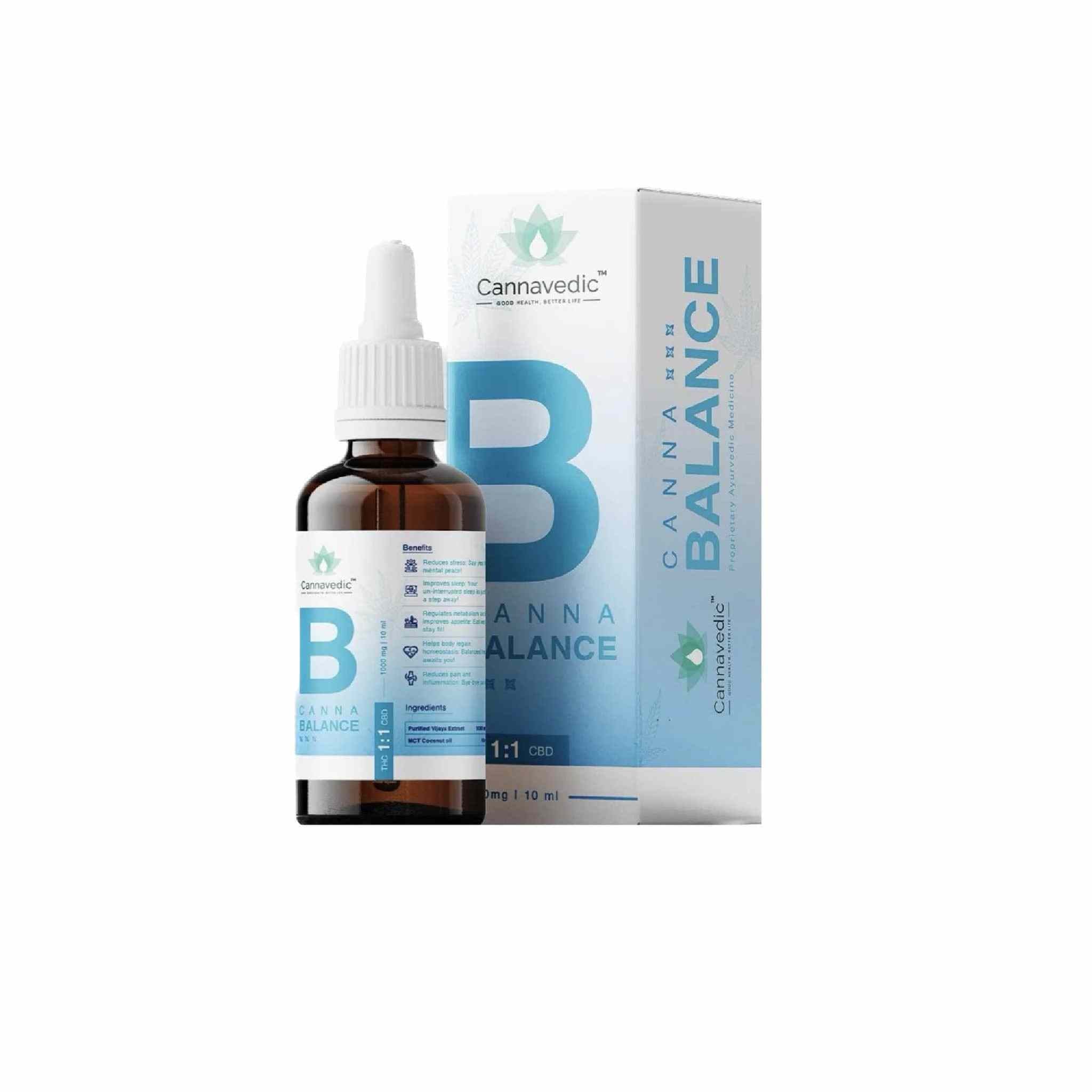 Cannavedic - CannnaBalanceTHC+CBD Oil (1:1|THC:CBD)1000mg,10ml - CBD Store India