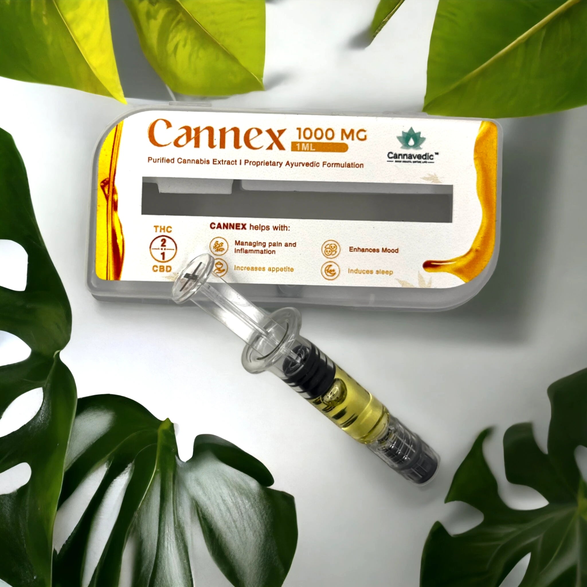 Cannavedic - CannnExTHC+CBD Extract (2:1|THC:CBD) 1000mg,1ml - CBD Store India