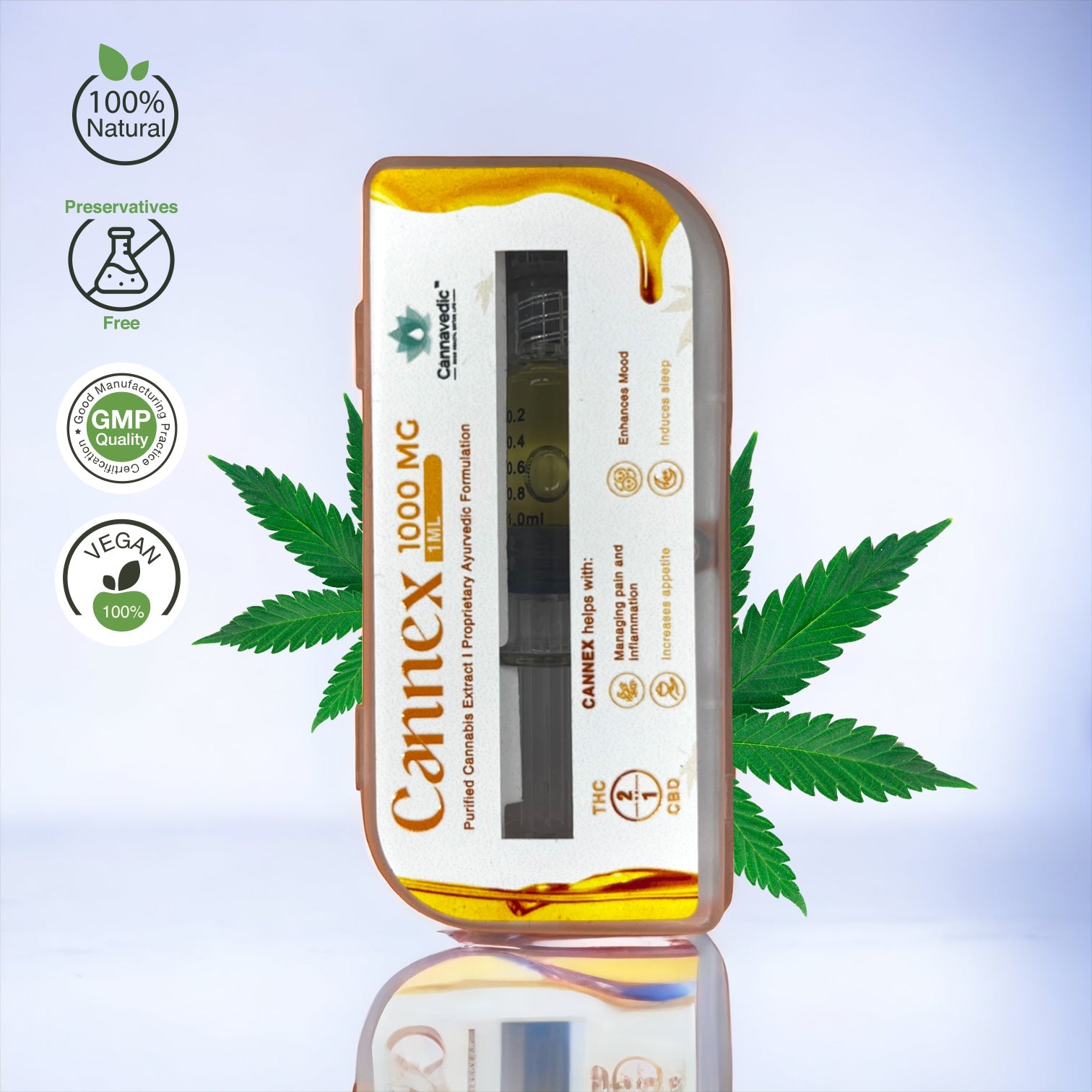 Cannavedic - CannnExTHC+CBD Extract (2:1|THC:CBD) 1000mg,1ml - CBD Store India