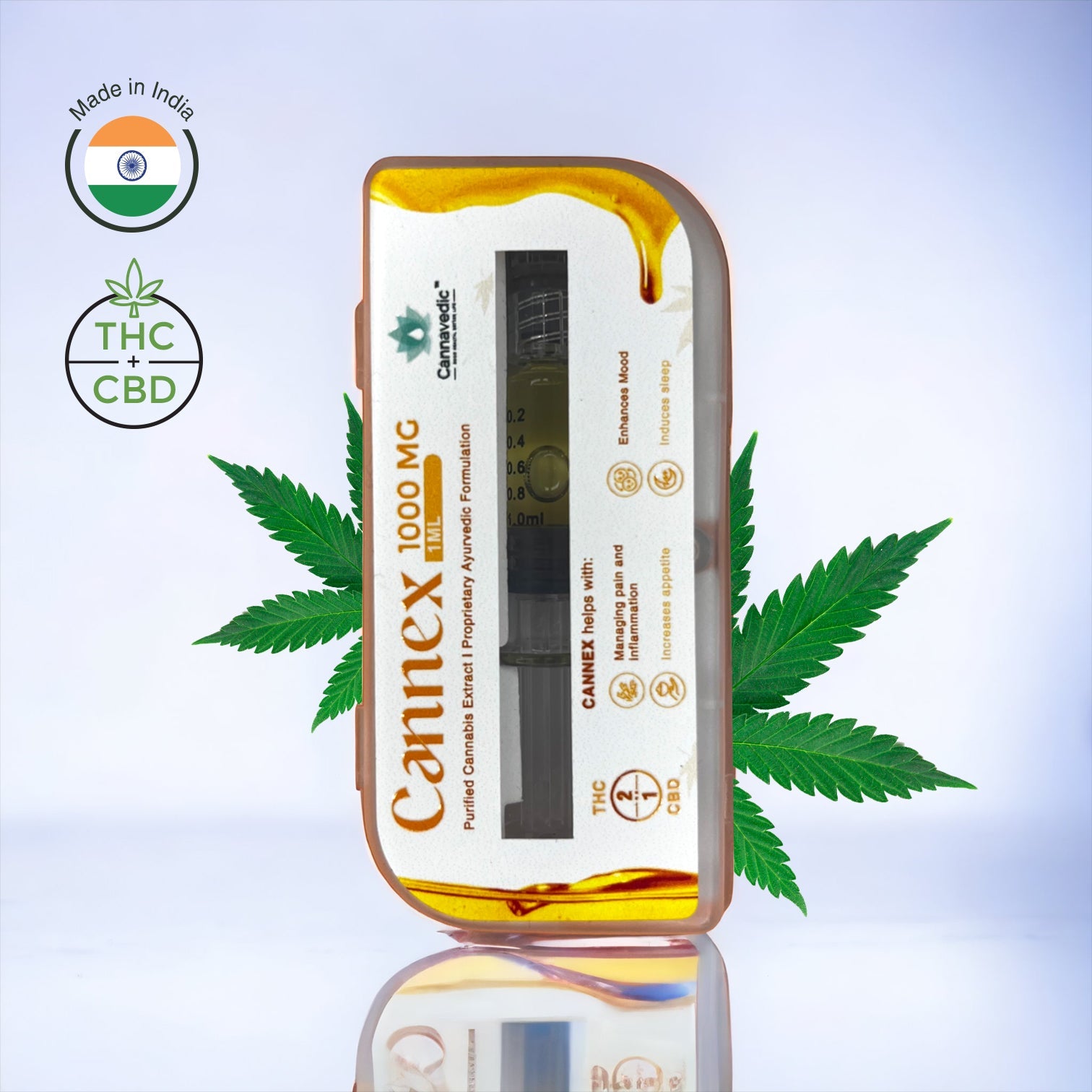 Cannavedic - CannnExTHC+CBD Extract (2:1|THC:CBD) 1000mg,1ml - CBD Store India