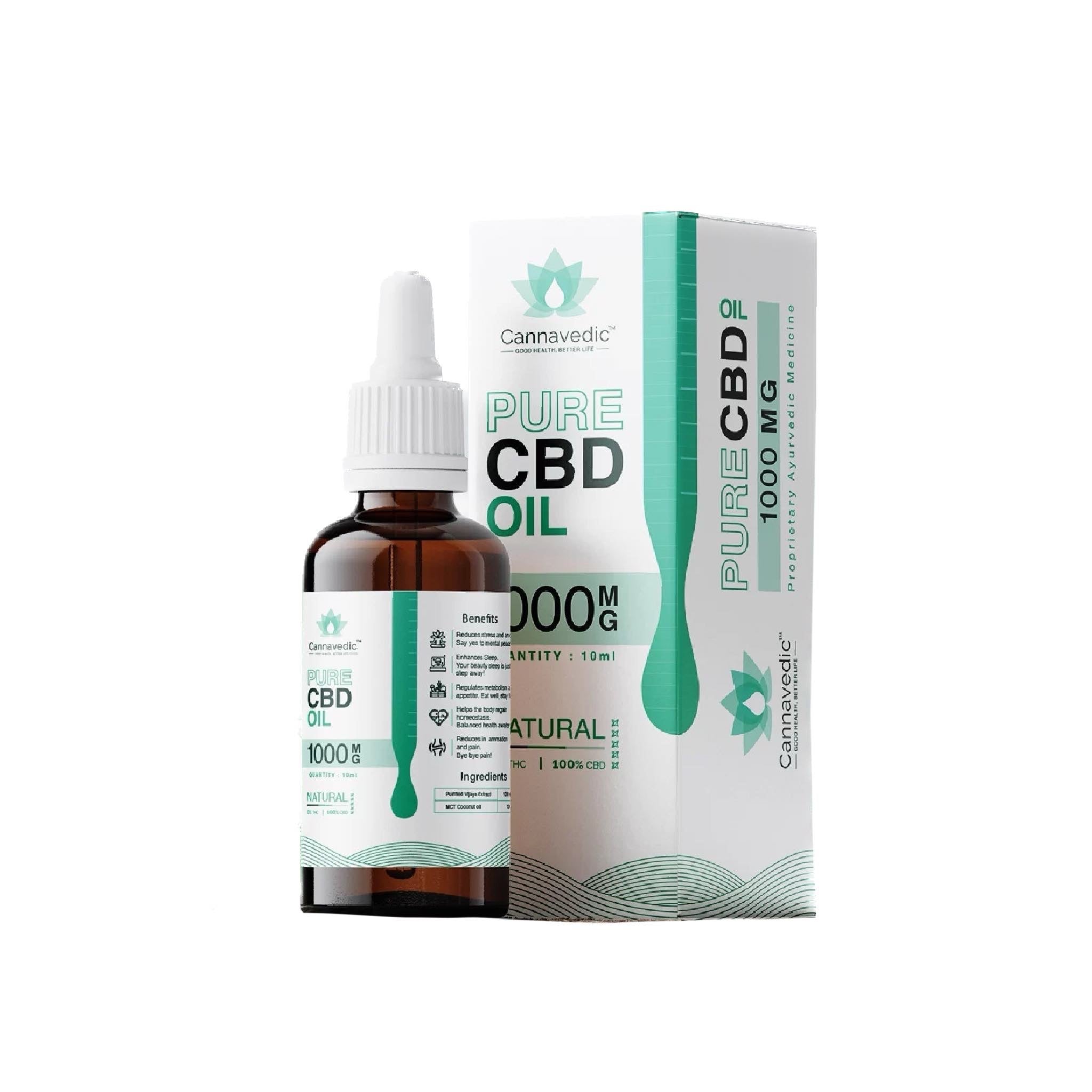 Cannavedic - Pure CBD Oil Natural 1000mg | 10ml - CBD Store India