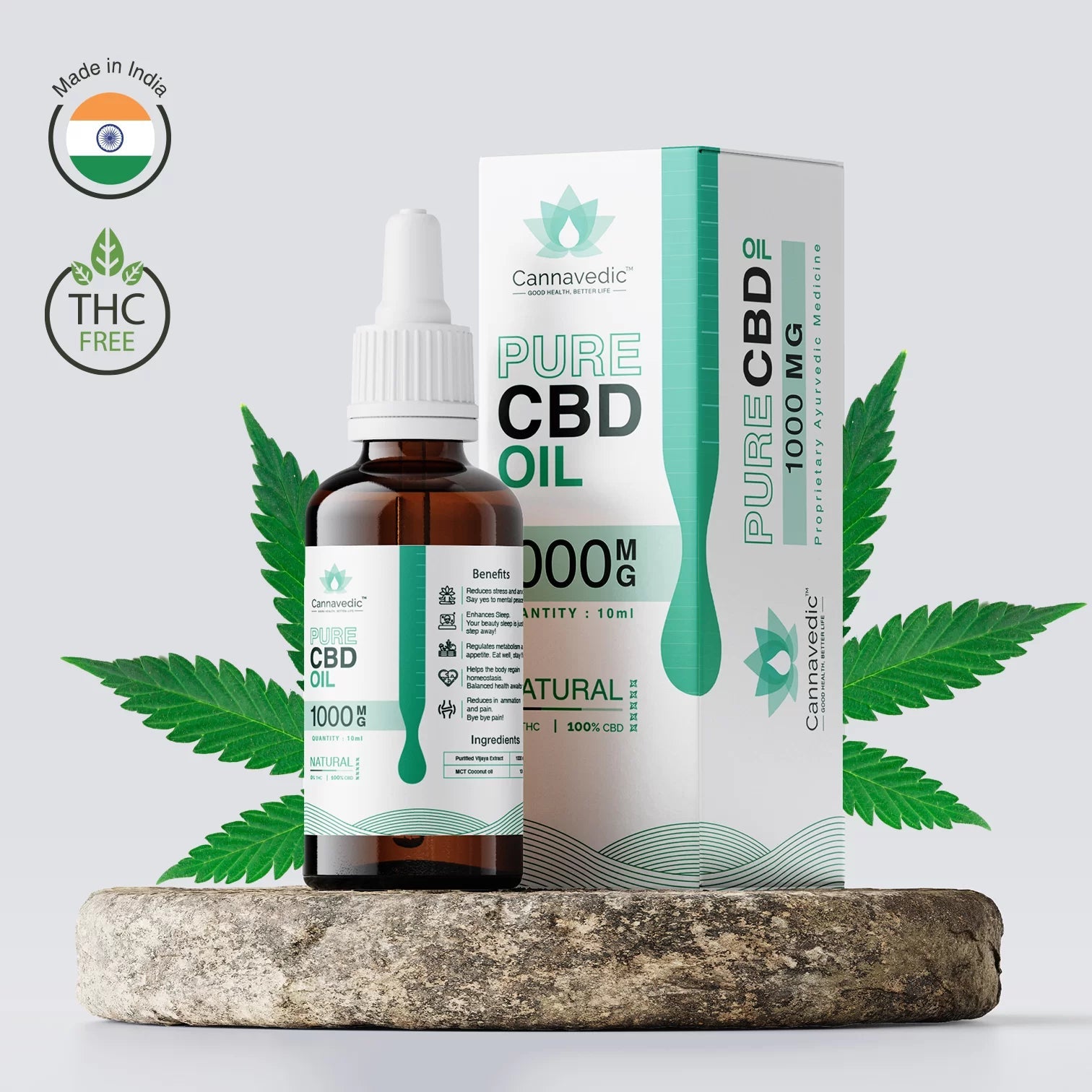 Cannavedic - Pure CBD Oil Natural 1000mg | 10ml - CBD Store India