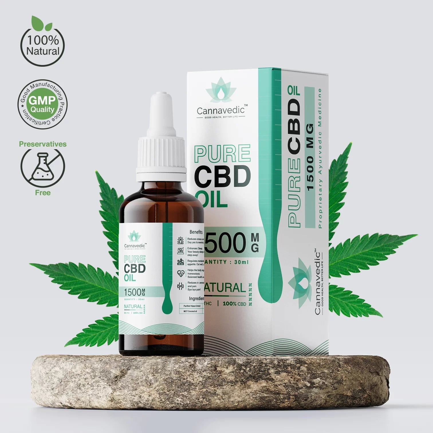 Cannavedic - Pure CBD Oil Natural 1500mg | 30ml - CBD Store India