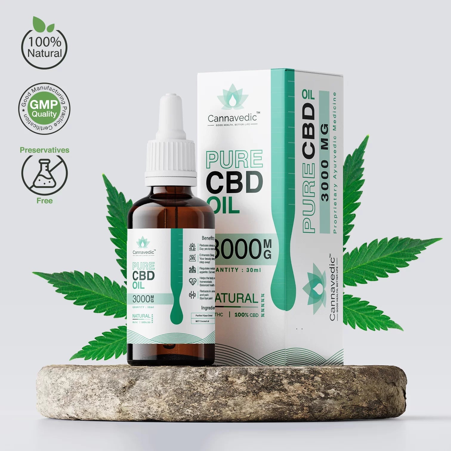 Cannavedic - Pure CBD Oil Natural 3000mg | 30ml - CBD Store India