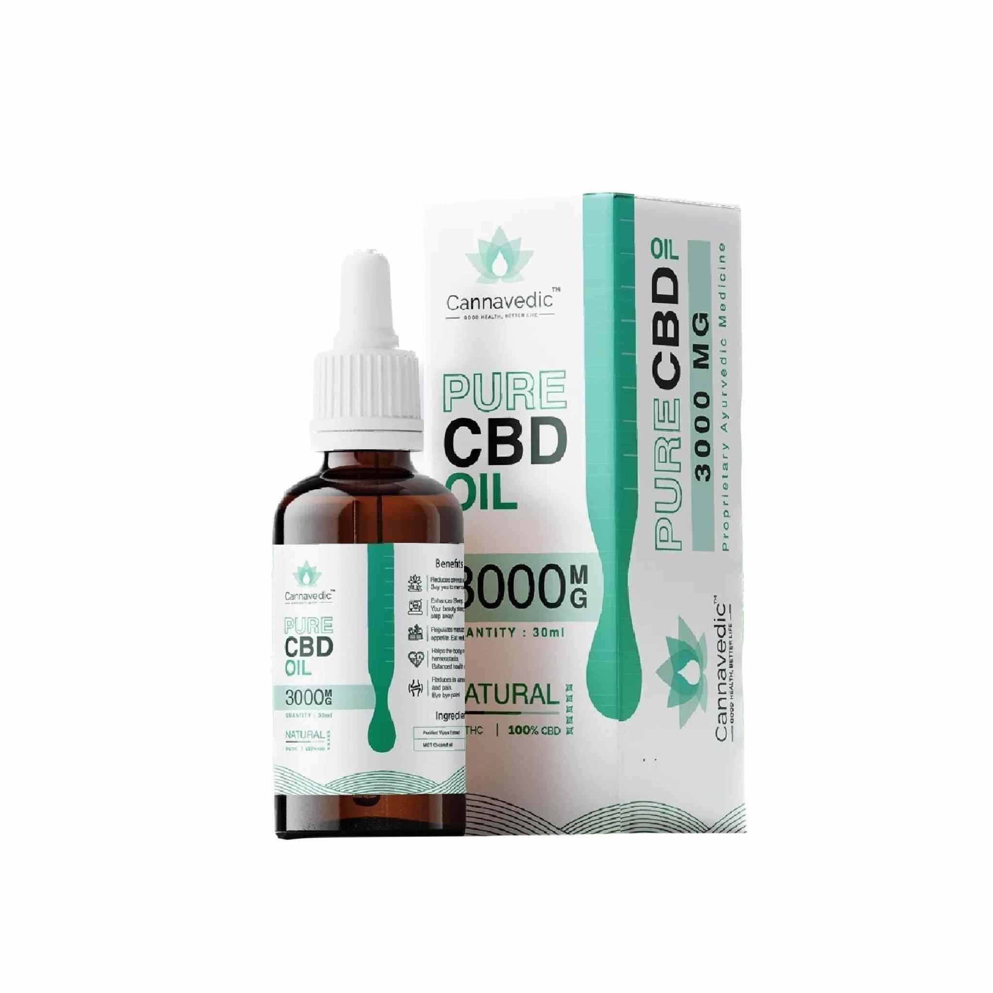 Cannavedic - Pure CBD Oil Natural 3000mg | 30ml - CBD Store India