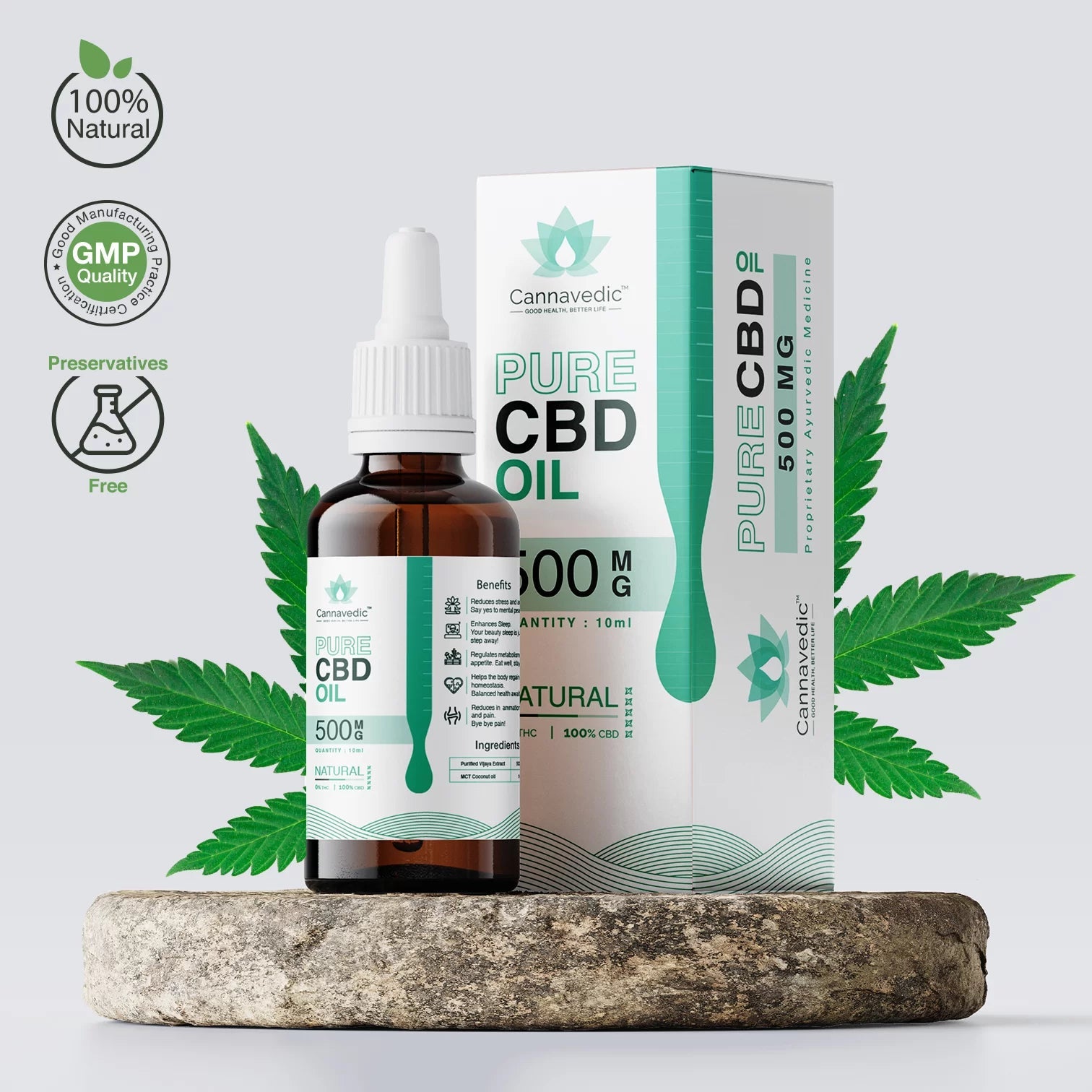 Cannavedic - Pure CBD Oil Natural 500mg | 10ml - CBD Store India