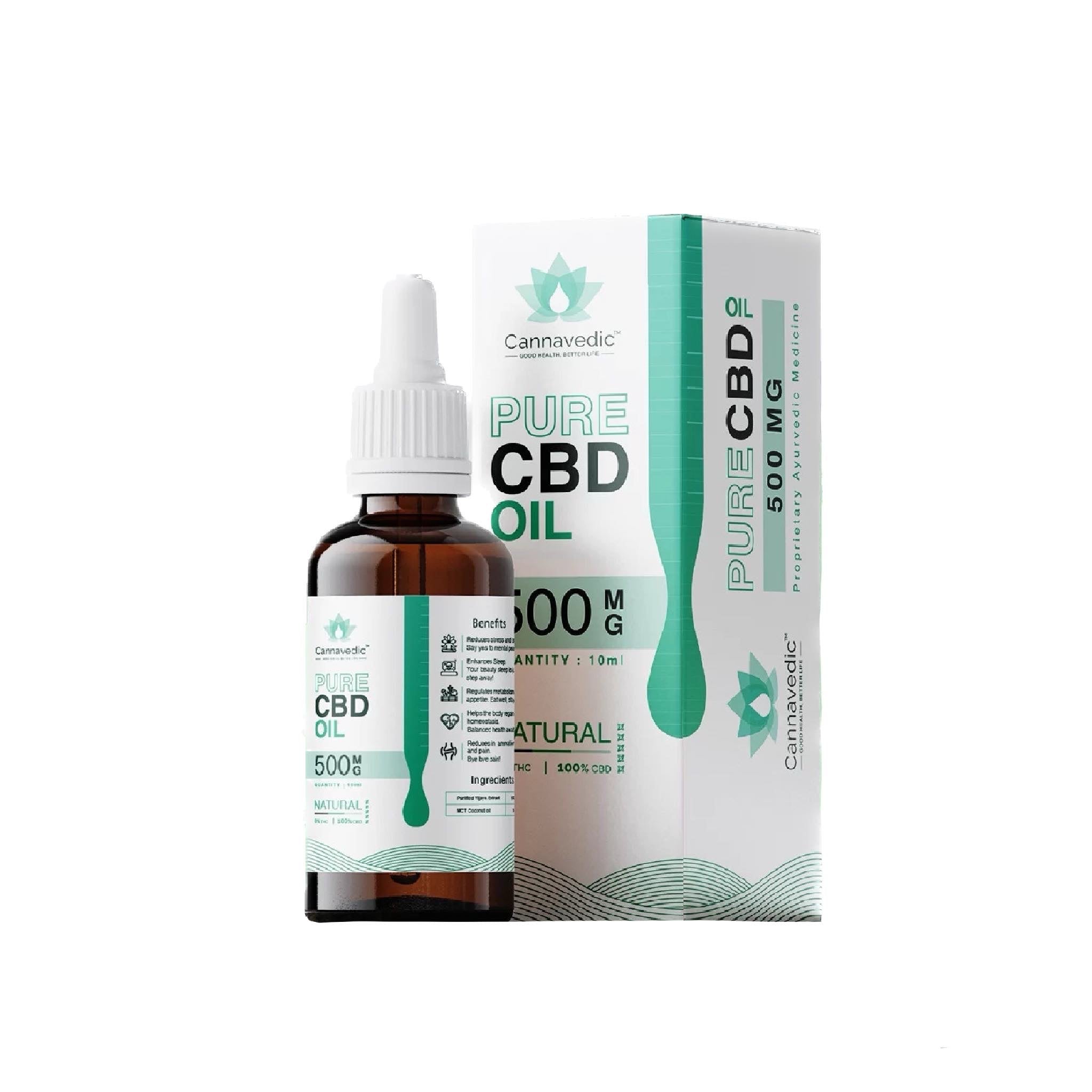 Cannavedic - Pure CBD Oil Natural 500mg | 10ml - CBD Store India