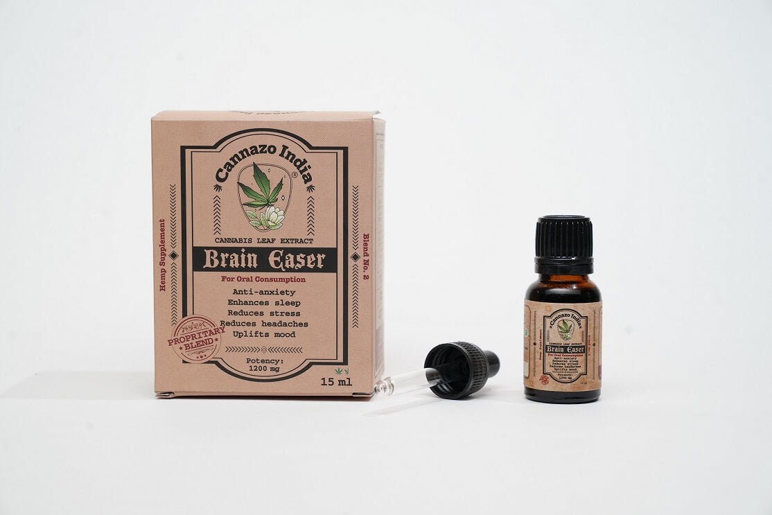 Cannazo Brain Easer - Medical Cannabis Tincture w Valerian & Brahmi - CBD Store India