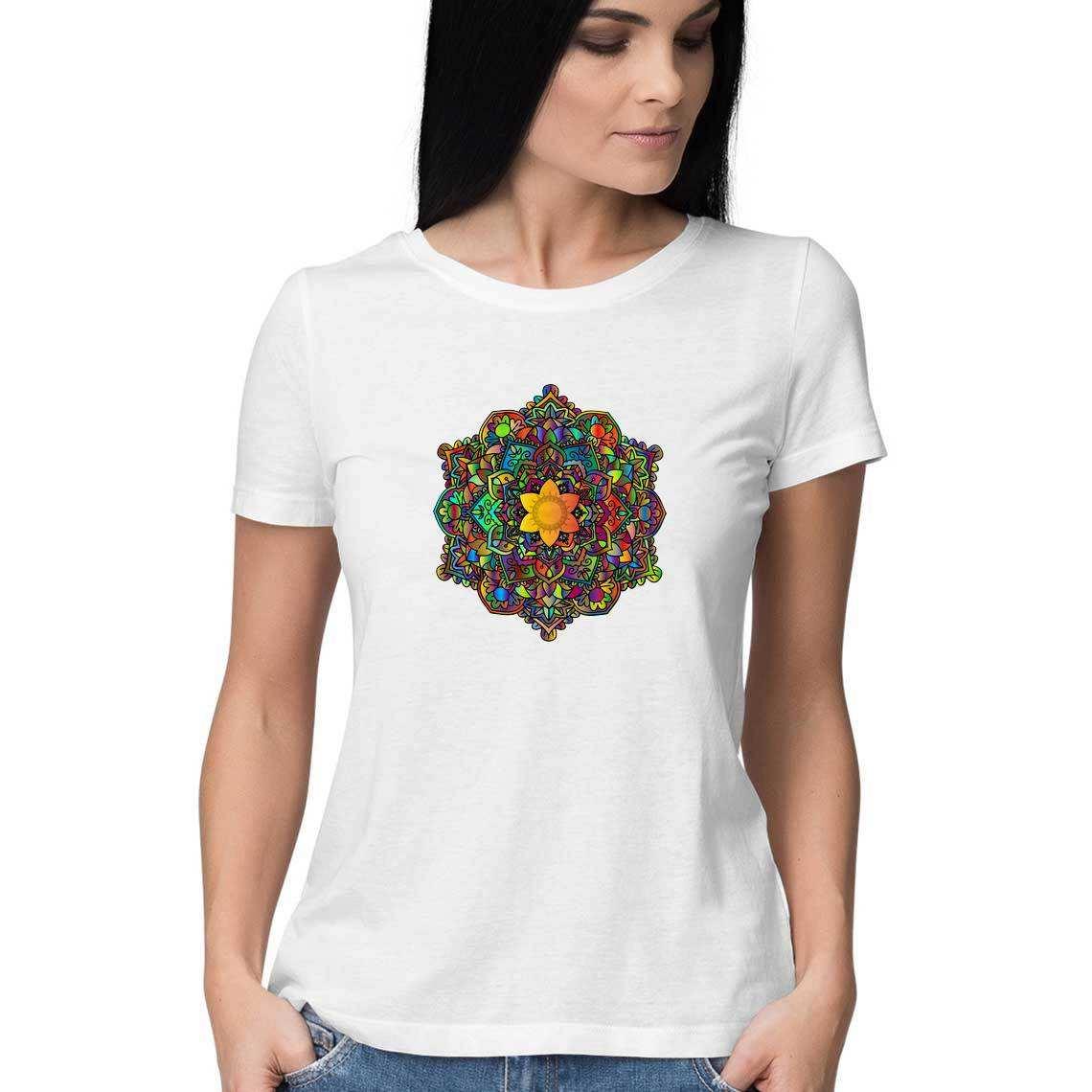 Color Burned Mandala Women's Graphic T-ShirtClothingWomen's Mandala Graphic Tee - Standout Style | 100% Cotton