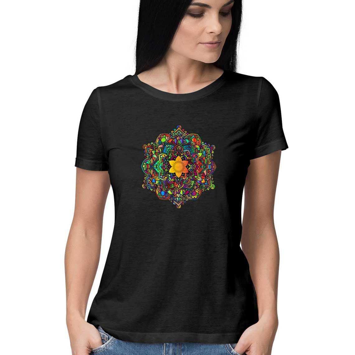 Color Burned Mandala Women's Graphic T-ShirtClothingWomen's Mandala Graphic Tee - Standout Style | 100% Cotton