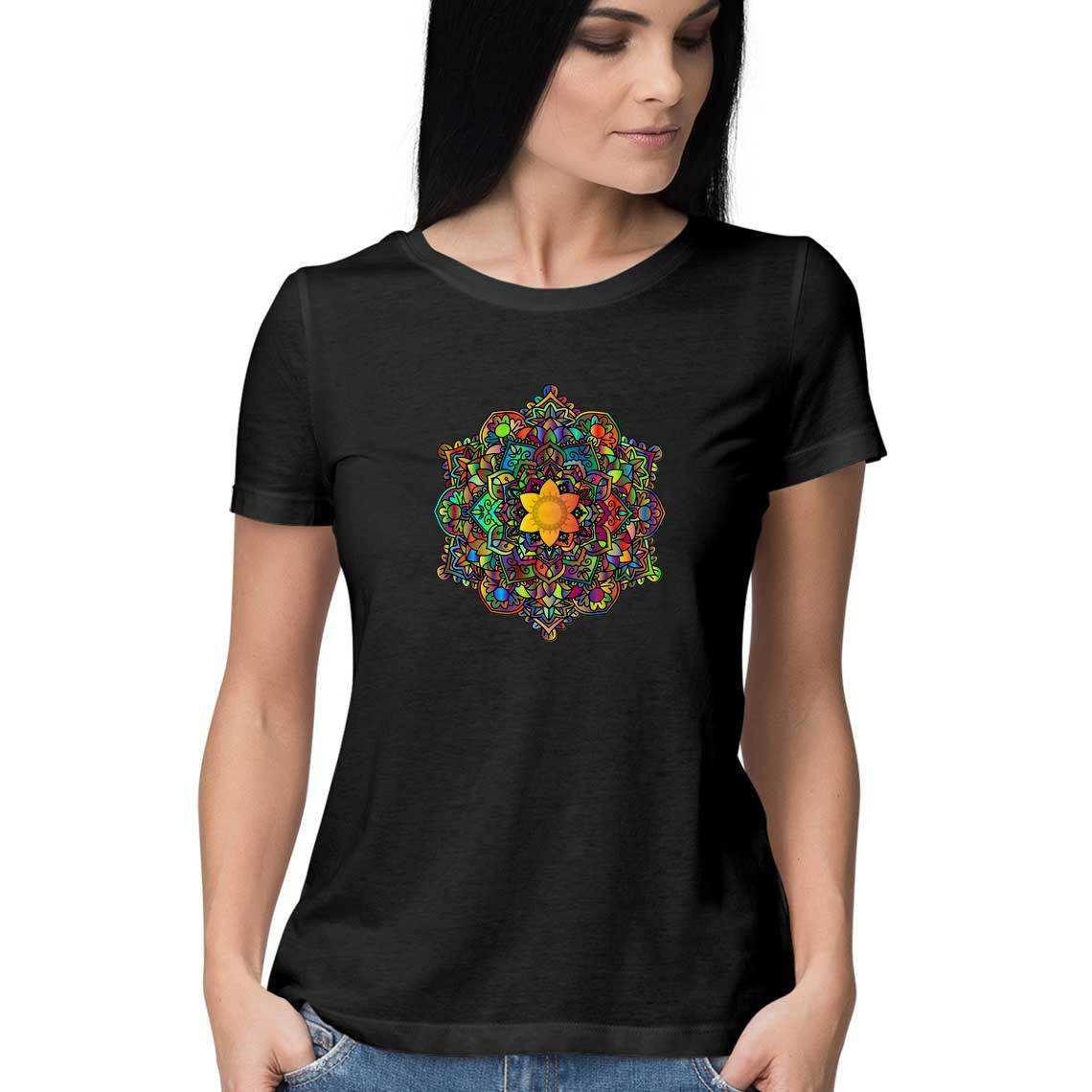 Color Burned Mandala Women's Graphic T-Shirt.